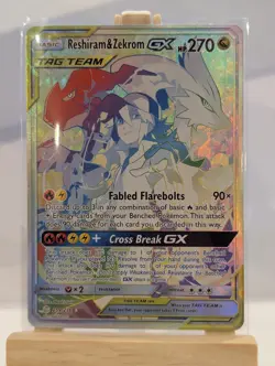 Custom Fan Art Reshiram & Zekrom GX High Quality Custom Card Tag Team Rainbow - Image 2