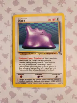 Ditto 18/62 Rare Fossil Unlimited Non Holo Pokemon TCG - Image 1