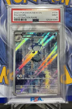 Poliwhirl Illustration Rare 2023 Pokemon Mew en 176 PSA 9 Mint TCG 151 - Image 1