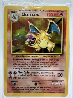 Pokemon Card Charizard Holo 4/102 Base Set Unlimited NM Vintage Authentic - Image 1