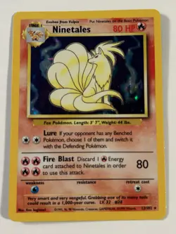 1999 Pokemon Game Ninetales Holo Base Set Unlimited #12/102 LP - Image 1