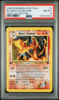 2000 POKEMON GYM CHALLENGE HOLO-1ST ED #2 BLAINE'S CHARIZARD PSA 8 - Image 1