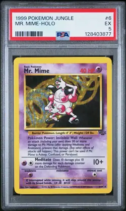 1999 Pokemon Jungle Mr Mime 6 HOLO PSA 5 EXCELLENT - Image 1