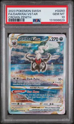2023 POKEMON SWORD & SHIELD CROWN ZENITH #GG50 FULL ART DARKRAI VSTAR PSA 10 - Image 1