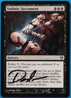 Sadistic Sacrament Zendikar NM Black Rare SIGNED MTG CARD (ID# 504822) ABUGames - Image 1