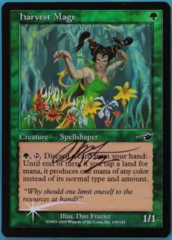 Harvest Mage Nemesis NM Green Common SIGNED MTG CARD (ID# 404118) ABUGames - Image 1