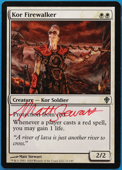 Kor Firewalker Worldwake NM White Uncommon SIGNED MTG CARD (ID# 504818) ABUGames - Image 1