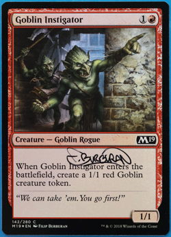 Goblin Instigator FOIL Core Set 2019 / M19 NM SIGNED CARD (505137) ABUGames - Image 1