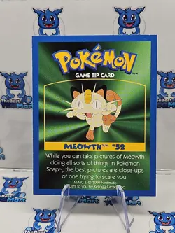 Pokemon: MEOWTH #52 [Game Tip Card] - [Kellogg's Canada Cereal Promo (1999)] LP - Image 1