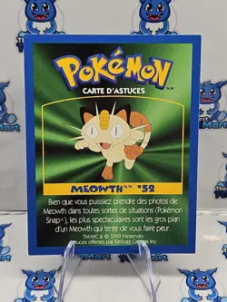 Pokemon: MEOWTH #52 [Game Tip Card] - [Kellogg's Canada Cereal Promo (1999)] LP - Image 3