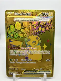 Pokemon TCG Prismatic Evolutions Pikachu EX Gold Hyper Rare Card 179/131 - Image 1