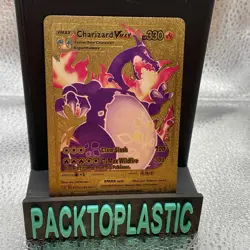 Pokemon Charizard VMAX 330hp Gold Foil Fan Art Collector Card TCG P2 - Image 1