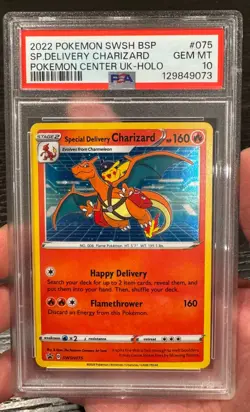 (NEW CERT) 2022 Pokemon Special Delivery Charizard Pokemon Center UK Holo PSA 10 - Image 1