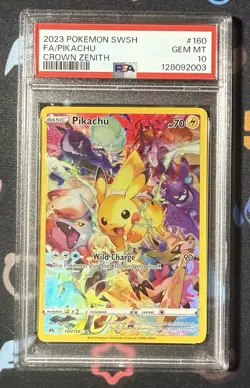Pokemon PSA 10 Gem Mint Crown Zenith Secret Rare Pikachu 160/159 - Image 1