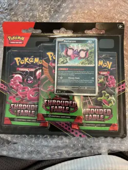 Pokemon Scarlet & Violet Shrouded Fable 3 Pack Blister Pecharunt Promo New!! - Image 1