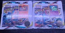 Pokemon Sun Moon Cosmic Eclipse 3 Pack Blister Lot 2 Celebi Victini New Sealed - Image 1