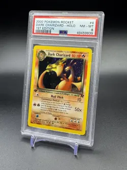 2000 WOTC Pokemon Team Rocket Dark Charizard 1st Edition Holo 4/82 PSA 8 - Image 1
