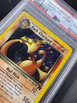 2000 WOTC Pokemon Team Rocket Dark Charizard 1st Edition Holo 4/82 PSA 8 - Image 2