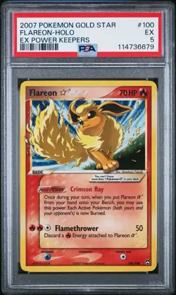 2007 POKEMON EX POWER KEEPERS GOLD STAR #100 FLAREON-HOLO PSA 5 - Image 1