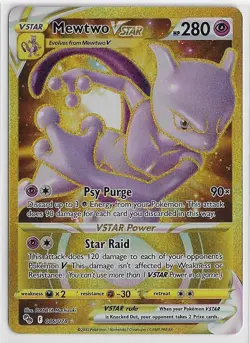POKEMON Sword&Shield - Pokemon GO NM Secret GOLD RARE Holo #086/078 MEWTWO VSTAR - Image 1