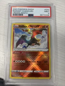 2023 Pokemon SWSH Radiant Charizard Crown Zenith #020 PSA 9 Mint - Image 1