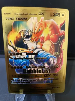 Charizard and Blastoise GX Gold Foil Fan Art Display Card Tag Team - Image 1