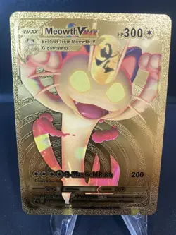 Meowth VMAX HP300 Gold Foil Pokemon Card V-Max Fan Art. - Image 1