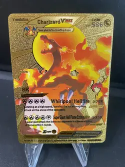 Pokemon Charizard V Gold Foil FanArt Pokemon Card LV. 95 HP 586 - Image 1