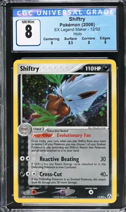 Shiftry CGC 8 EX Legend Maker 12/92 Pokemon Card 2006 Holo - Image 1