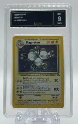 GMA 9 MINT Magneton Holo Rare Base Set Unlimited Pokemon Card 9/102 - Image 1