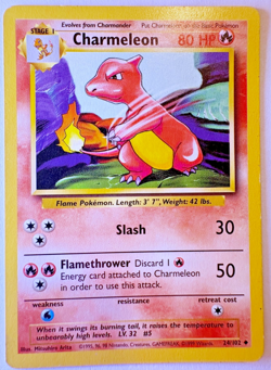 CHARMELEON Base Set 24/102 - Pokemon TCG Card WOTC 1999 - LP - Image 1