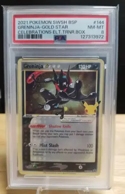 2021 POKEMON SWSH BLACK STAR PROMO #144 GRENINJA-GOLD STAR PSA 8 - Image 1