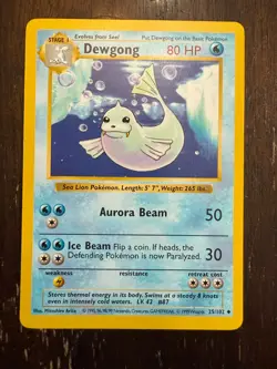 Pokemon TCG Dewgong Base Set 25/102 Regular Shadowless Uncommon LP - Image 1