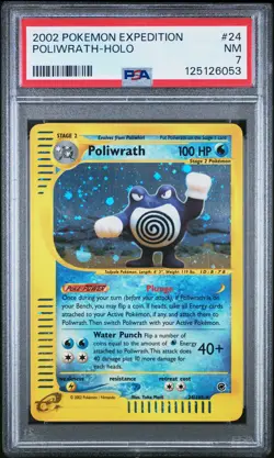 2002 POKEMON EXPEDITION #24 POLIWRATH-HOLO PSA 7 - Image 1
