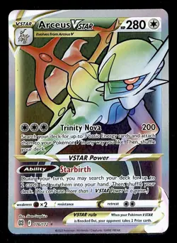 Arceus Vstar Rainbow Secret Rare Brilliant Stars 176/172, NM Pokemon Card - Image 1