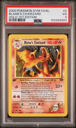 2000 Pokemon Blaine's Charizard Holo 1st Edition PSA 3 EX Card - Image 1