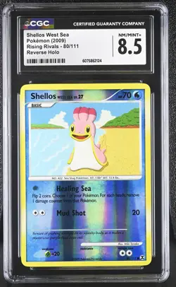 CGC 8.5 Shellos West Sea 2009 Rising Rivals 80/111 Reverse Holo Pokemon Card - Image 1