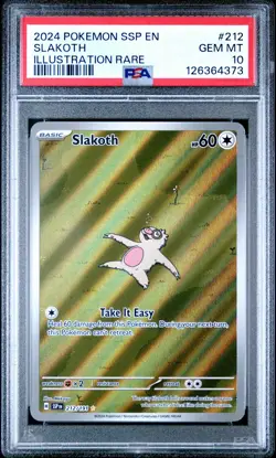2024 POKEMON SSP EN-SURGING SPARKS ILLUSTRATION RARE #212 SLAKOTH PSA 10 - Image 1