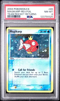 Pokemon Magikarp EX Team Rocket Returns Reverse Holo #65 PSA 8 - Image 2