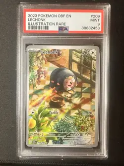 2023 POKEMON OBF EN-ILLUSTRATION RARE LECHONK #209 PSA 9 - Image 1