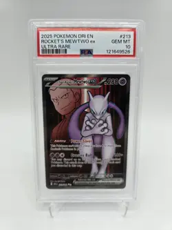 PSA 10 Team Rockets MEWTWO EX Pokemon TCG Destined Rivals 213/182 Gem Mint - Image 1