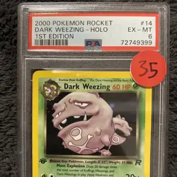 2000 Pokemon Rocket Dark Weezing Holo 1st Edition 14/82 PSA 6 EX-MT - Image 2