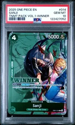 One Piece 2025 EB01-014 Sanji Pre-Release Winner Promo Card PSA 10 - Image 1