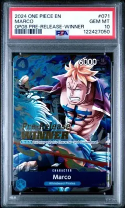 2024 One Piece P-071 Marco Pre-Release Winner Promo Card PSA 10 - Image 1