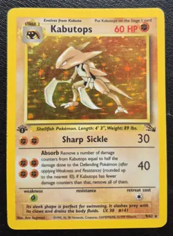 Pokemon TCG Original Fossil Set Kabutops Card 9/62 1st Edition Rare Holo - Image 1