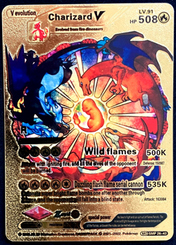 Charizard V Gold Foil Textured Display Card - Image 1