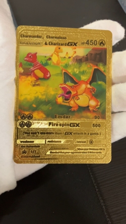 Charmander & Charmeleon & Charizars Gx Gold Foil Textured Display Card - Image 2