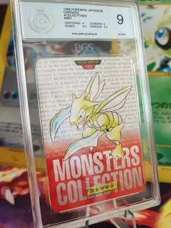 Pokemon Karte Card scyther sichlor Monsters Collection Red carddass PGS PSA 9 jp - Image 1