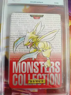 Pokemon Karte Card scyther sichlor Monsters Collection Red carddass PGS PSA 9 jp - Image 3