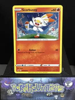 Pokemon Card Scorbunny 030/202 Sword & Shield Base HD Swirl COSMOS HOLO L/P - Image 1